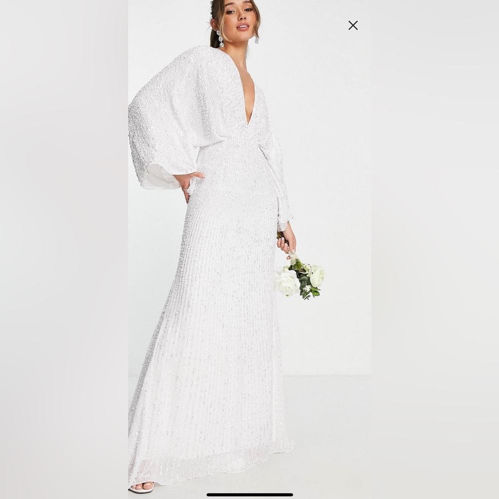 ASOS EDITION Ciara Sequin Kimono Sleeve Wedding Dress